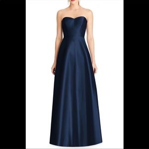 ALFRED SUNG Midnight Blue Strapless Dress